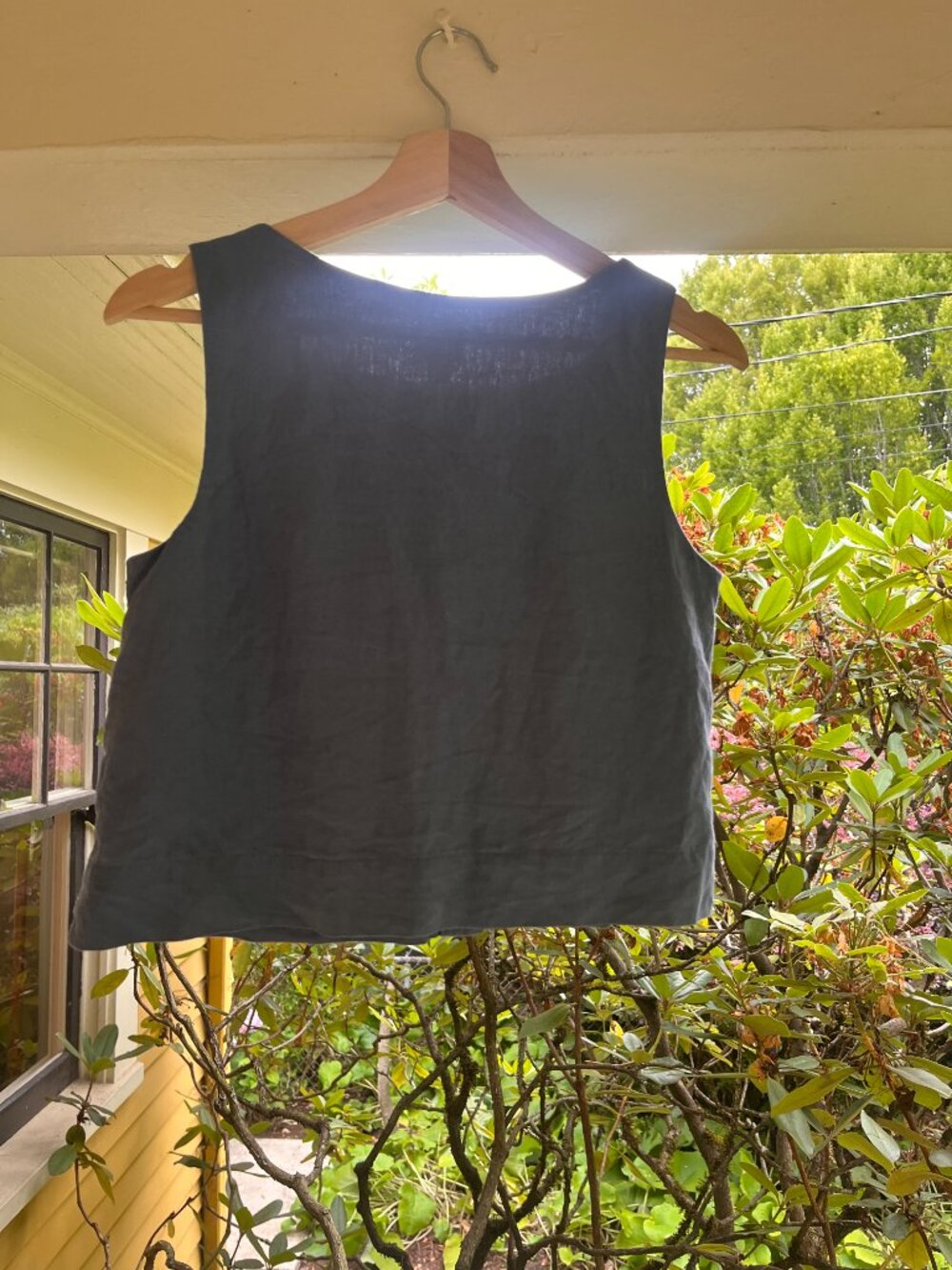 GAP Linen Blend Button Front Crop Tank Top Blue Gray Size S - Picture 4 of 4